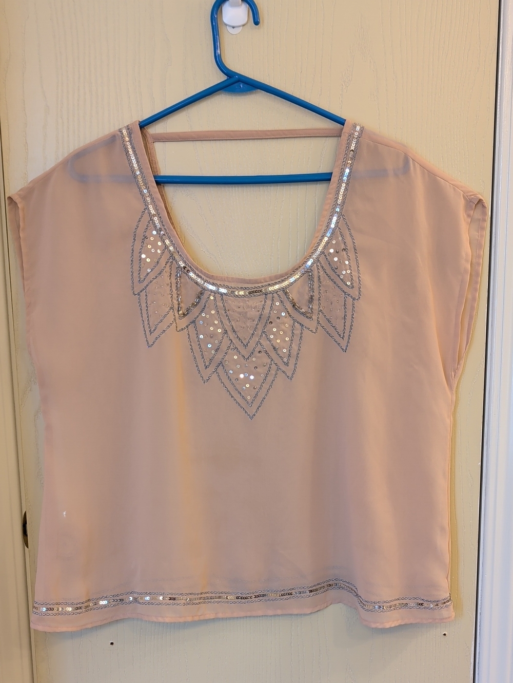Decree Women’s Blush Pink Sequin Sleeveless Blouse | Size XL | Elegant Dressy